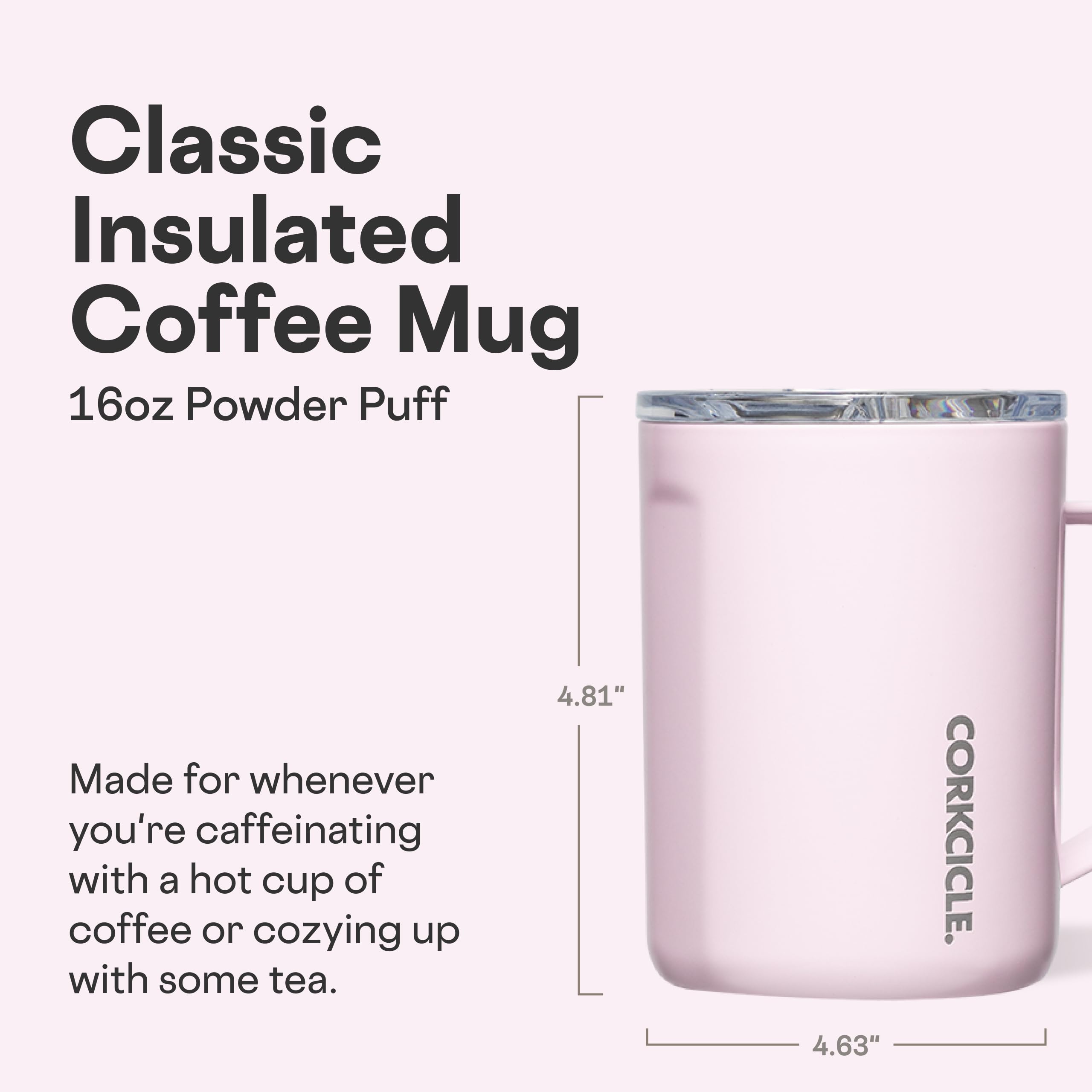 Corkcicle Classic Coffee Mug triple insulation helps preserve heat during long commutes.