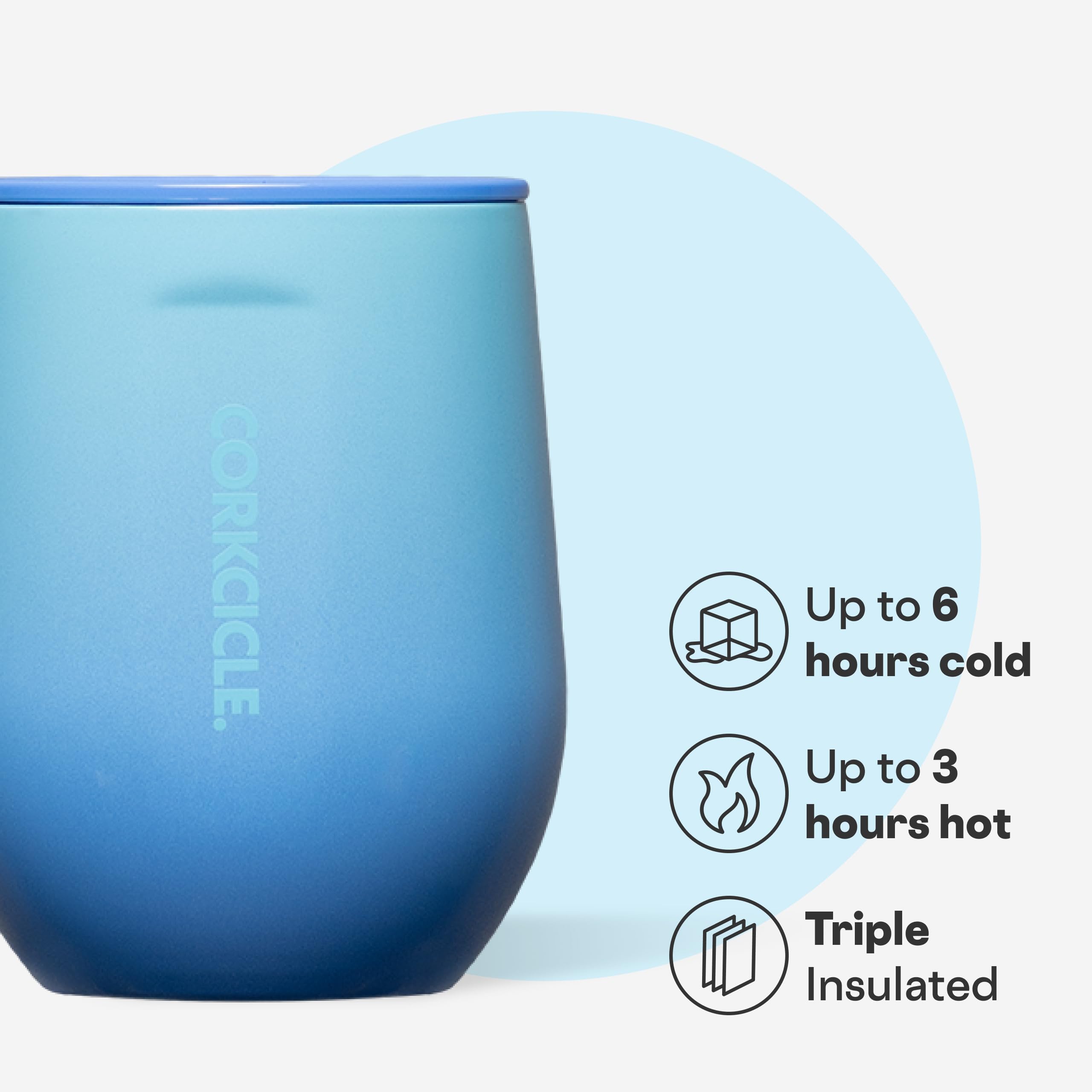 Corkcicle Stemless wine tumbler offers a comfortable grip for sipping.