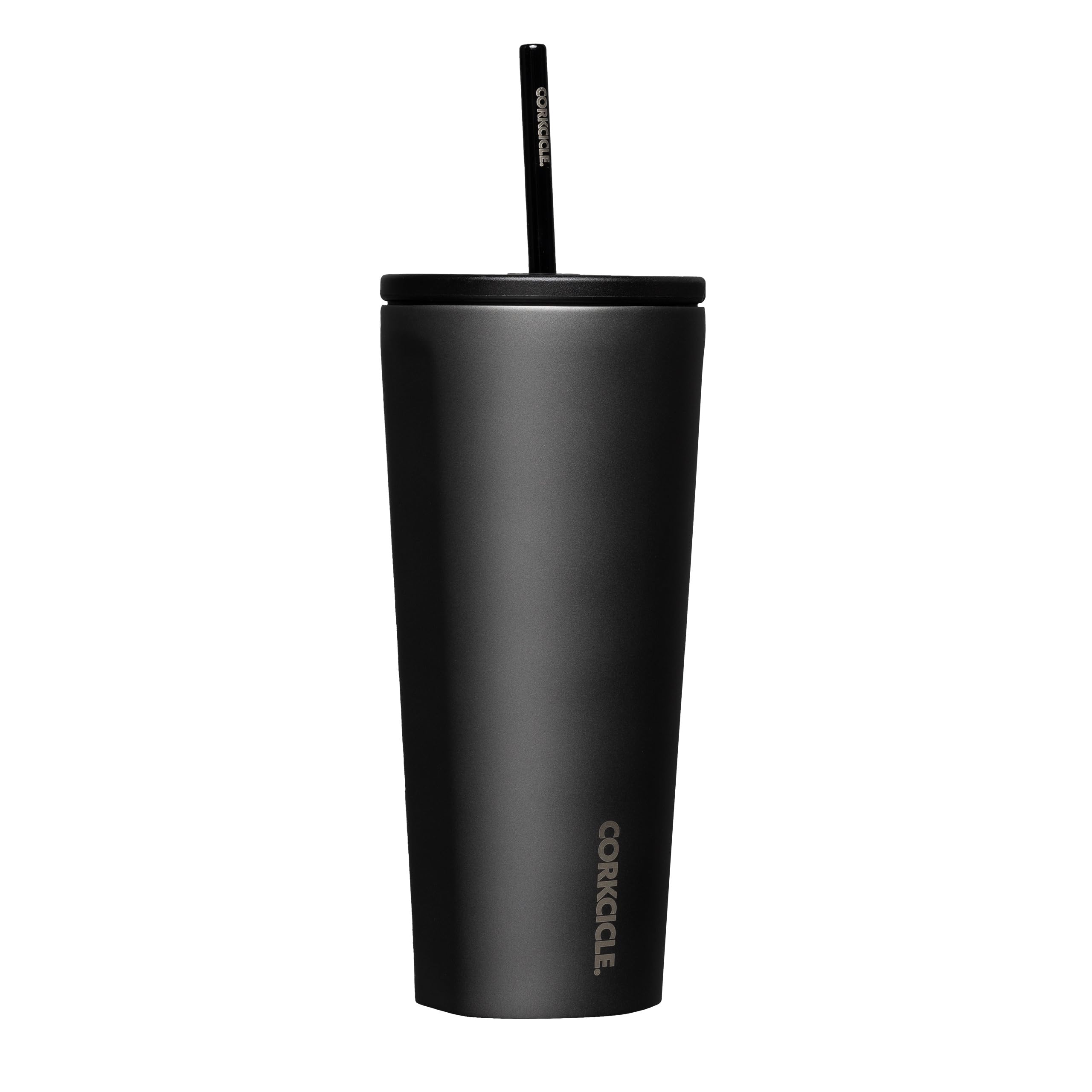 Corkcicle Cold Cup 24oz insulated tumbler with straw keeps drinks cold up to 12 hours.