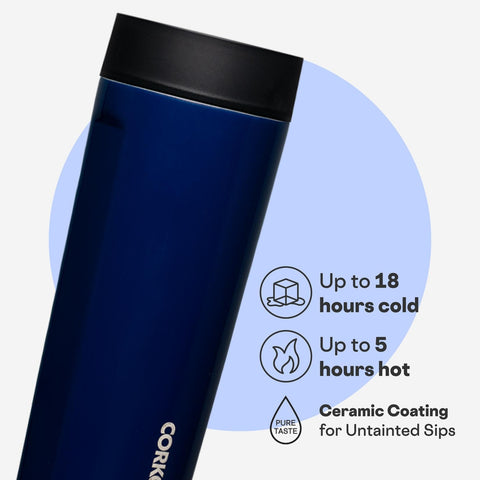 Corkcicle Commuter Cup 17-ounce capacity for a full hot or cold beverage.