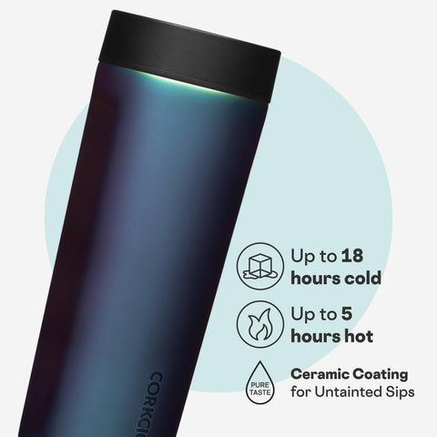 Corkcicle Commuter Cup 17 oz capacity fits a full morning coffee.