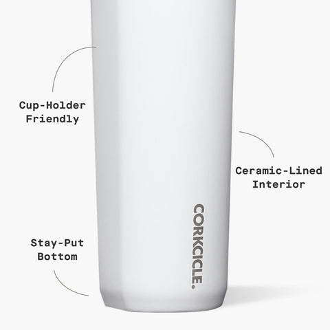 Corkcicle Commuter Cup 17oz capacity shown in use for on-the-go drinks