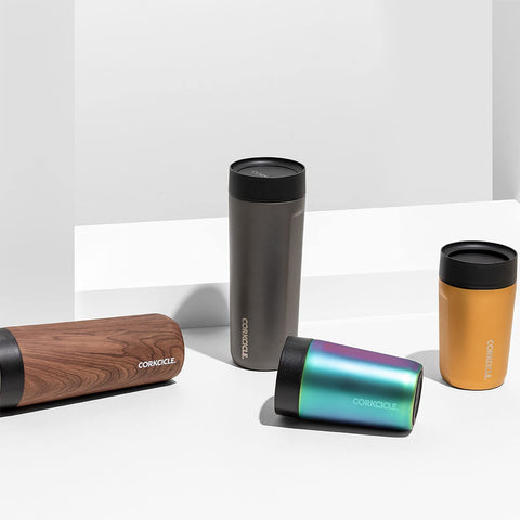 Corkcicle Commuter Cup slim design fits bike cages and cup holders.