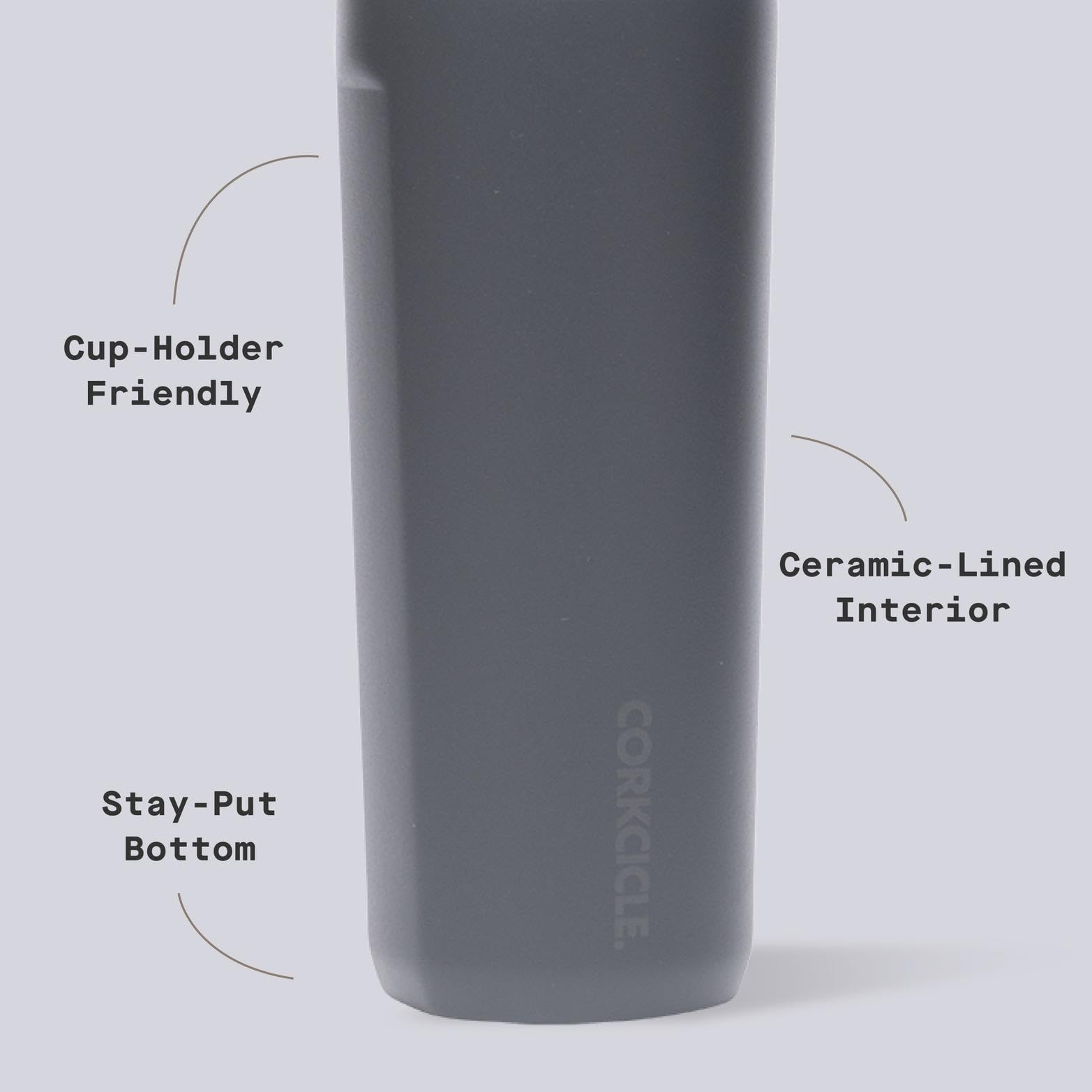 Corkcicle Commuter Cup 17 oz slim mug fits car cupholders on the go