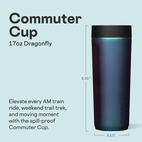 Corkcicle Commuter Cup 360-degree Sip Lid enables spill-free sipping from any angle.