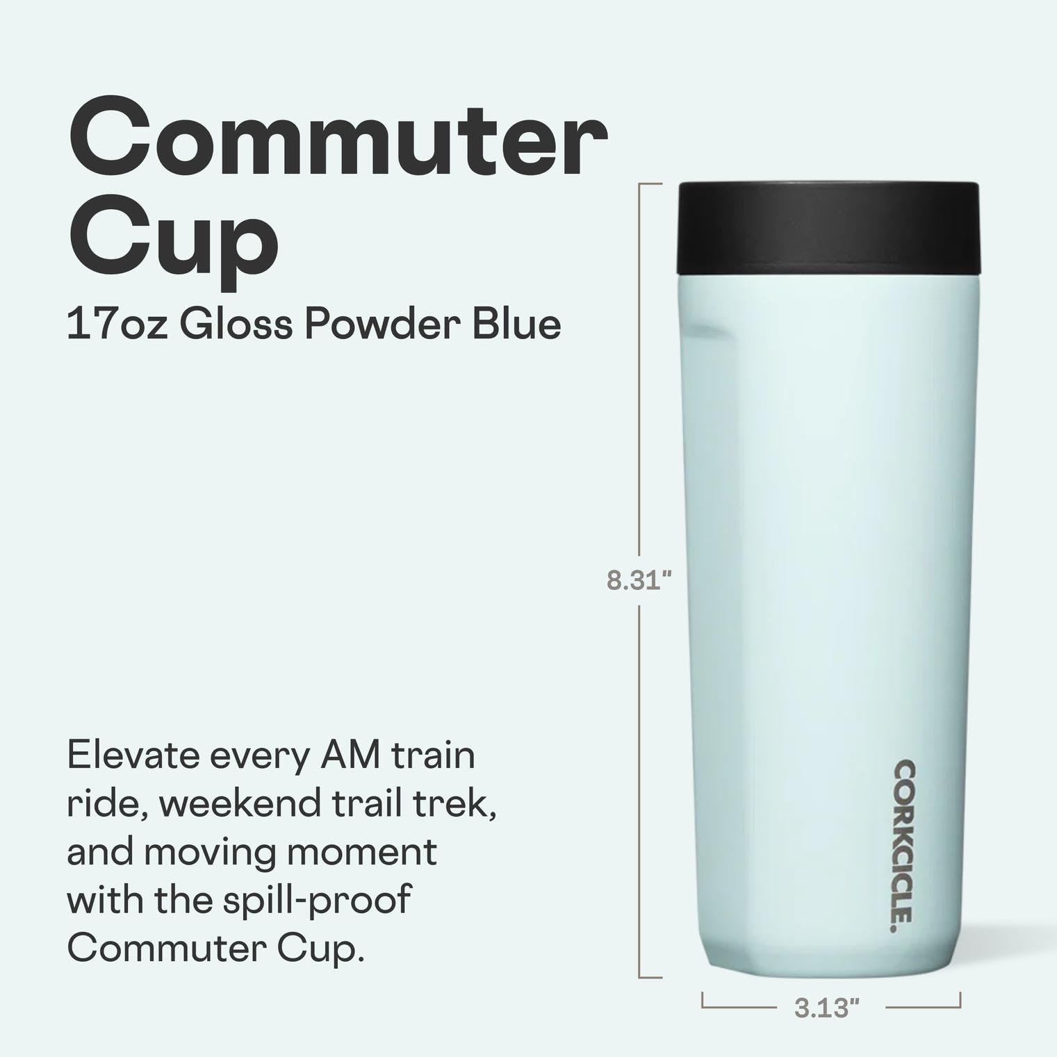 Corkcicle Commuter Cup 360° sip lid enables spill-free sipping on the go.