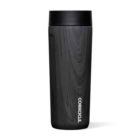 Corkcicle Commuter Cup Burnt Wood 17 oz keeps beverages cold for hours.