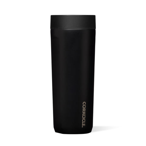 Corkcicle Commuter Cup front view in matte black for everyday use