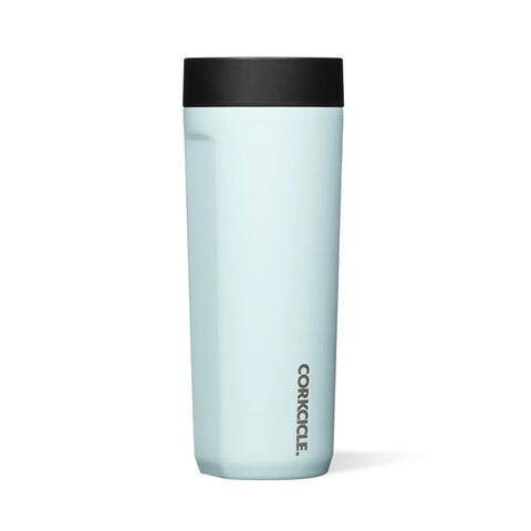 Corkcicle Commuter Cup powder blue 17oz keeps drinks cold up to 18 hours.