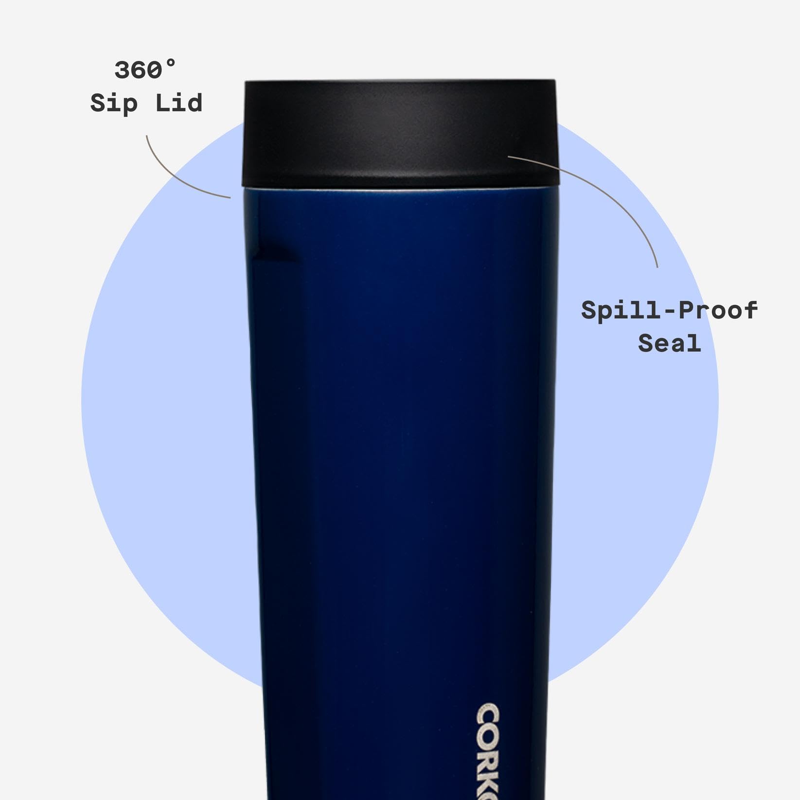Corkcicle Commuter Cup sleek profile for easy bag and desk fit.
