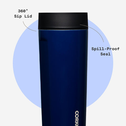 Corkcicle Commuter Cup sleek profile for easy bag and desk fit.