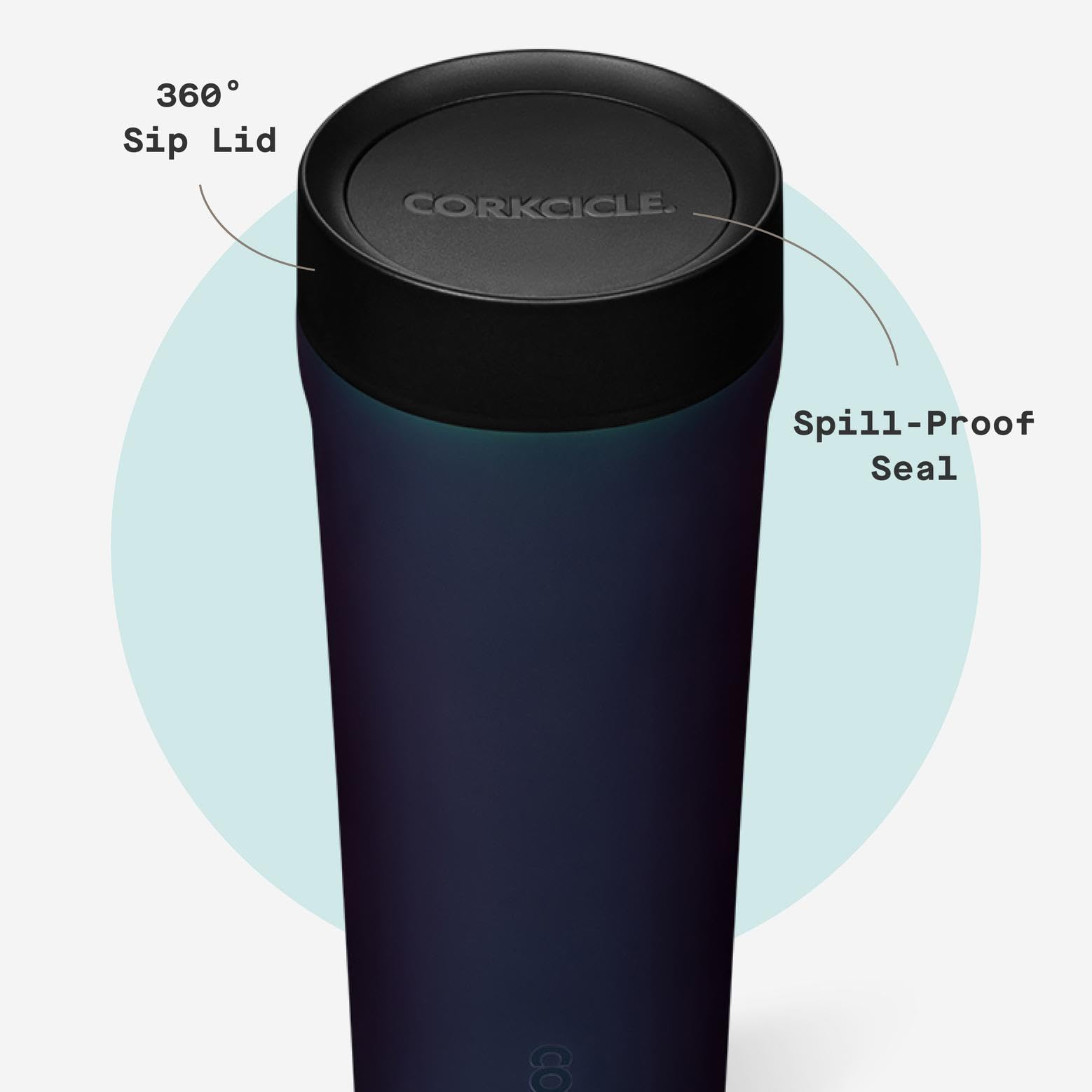 Corkcicle Commuter Cup stainless steel construction for durable, everyday use.