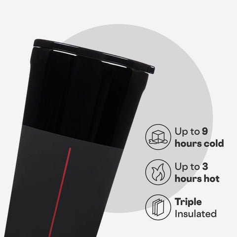 Darth Vader Corkcicle tumbler lid close-up highlighting leak proof design