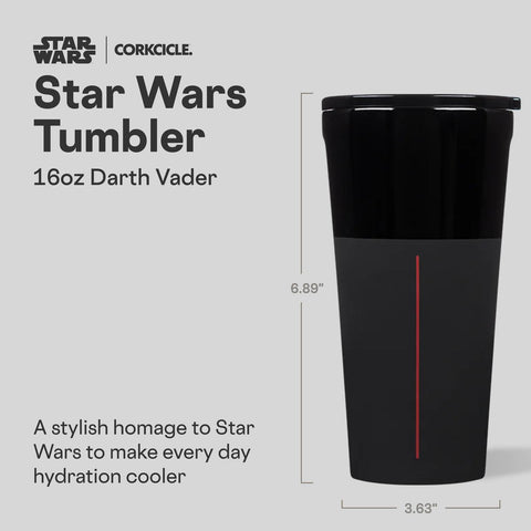 Corkcicle Darth Vader tumbler side view showing secure grip