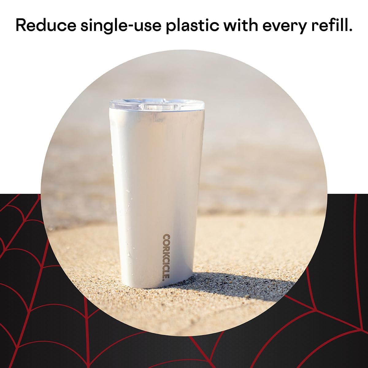 Corkcicle Marvel Tumbler Miles Morales keeping a cold drink crisp