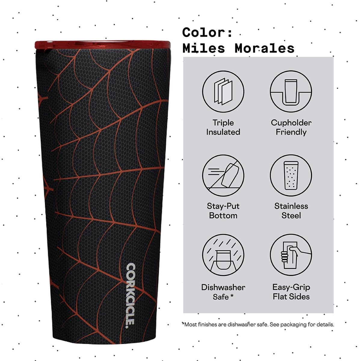 Corkcicle Marvel Tumbler Miles Morales insulated body on a desk