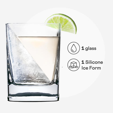 Corkcicle Old Fashioned Glass being used to pour tequila over the ice wedge