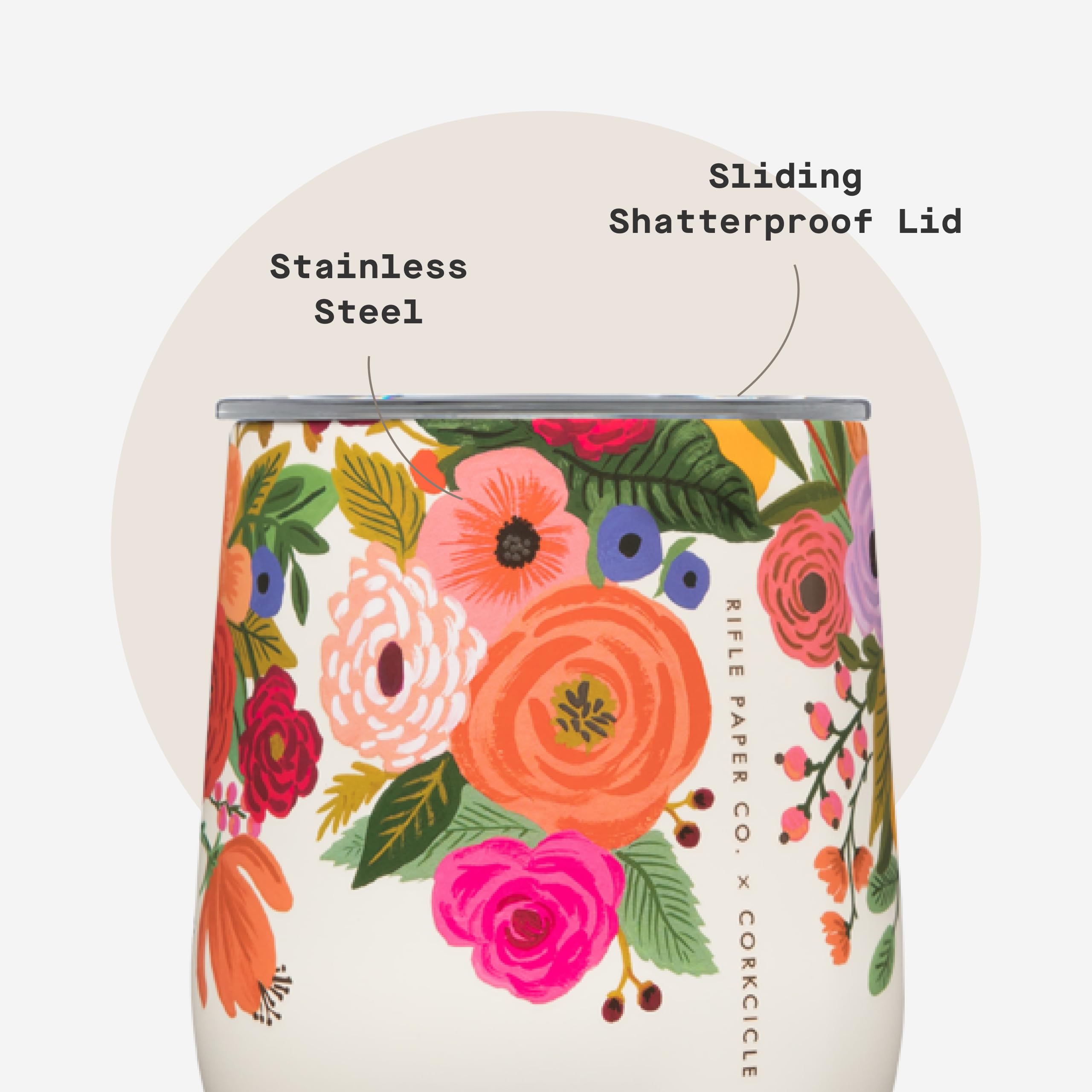 Corkcicle Stemless 12oz BPA-free reusable tumbler for on-the-go use.