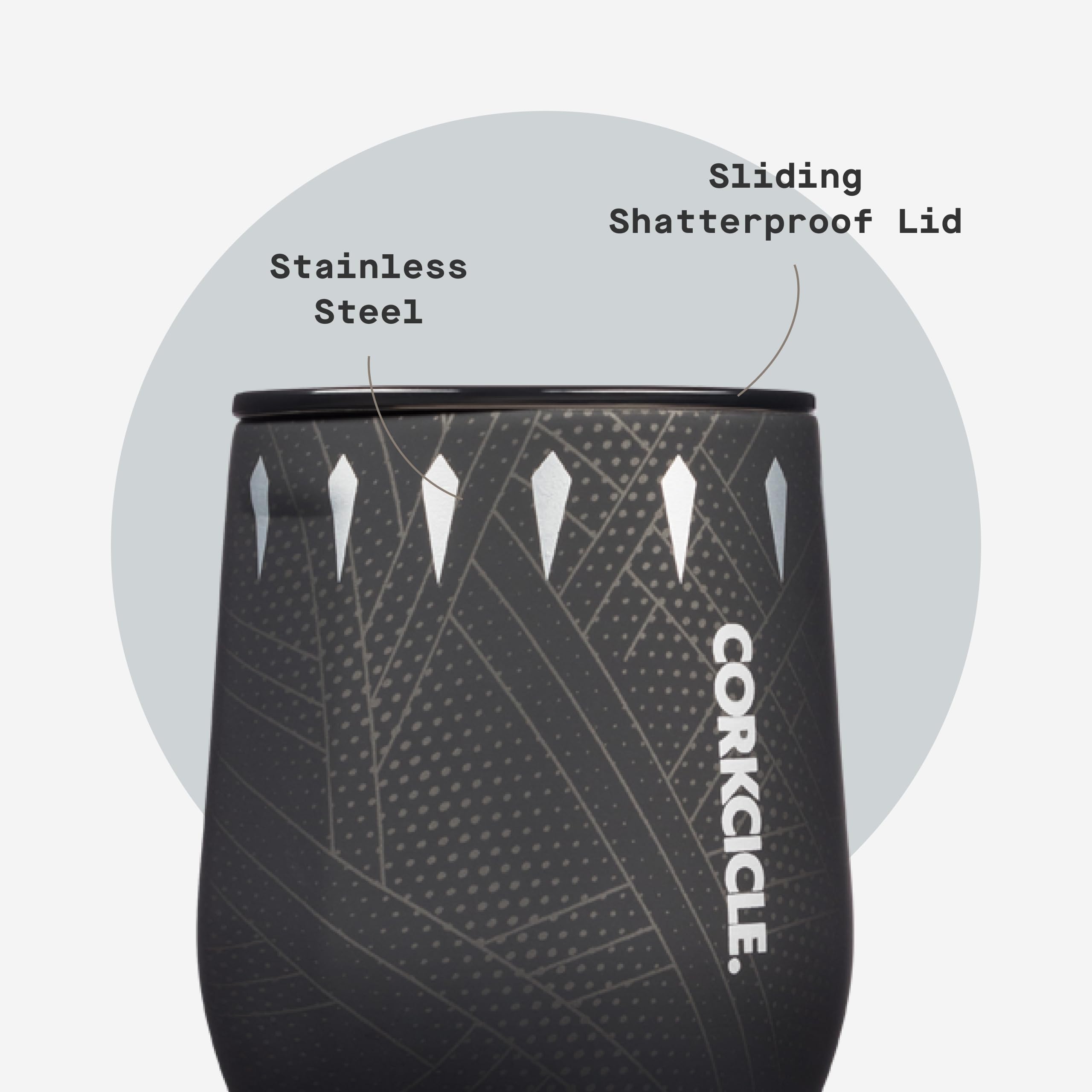 Corkcicle outdoor table image shows ice cold beverages on sunny day.