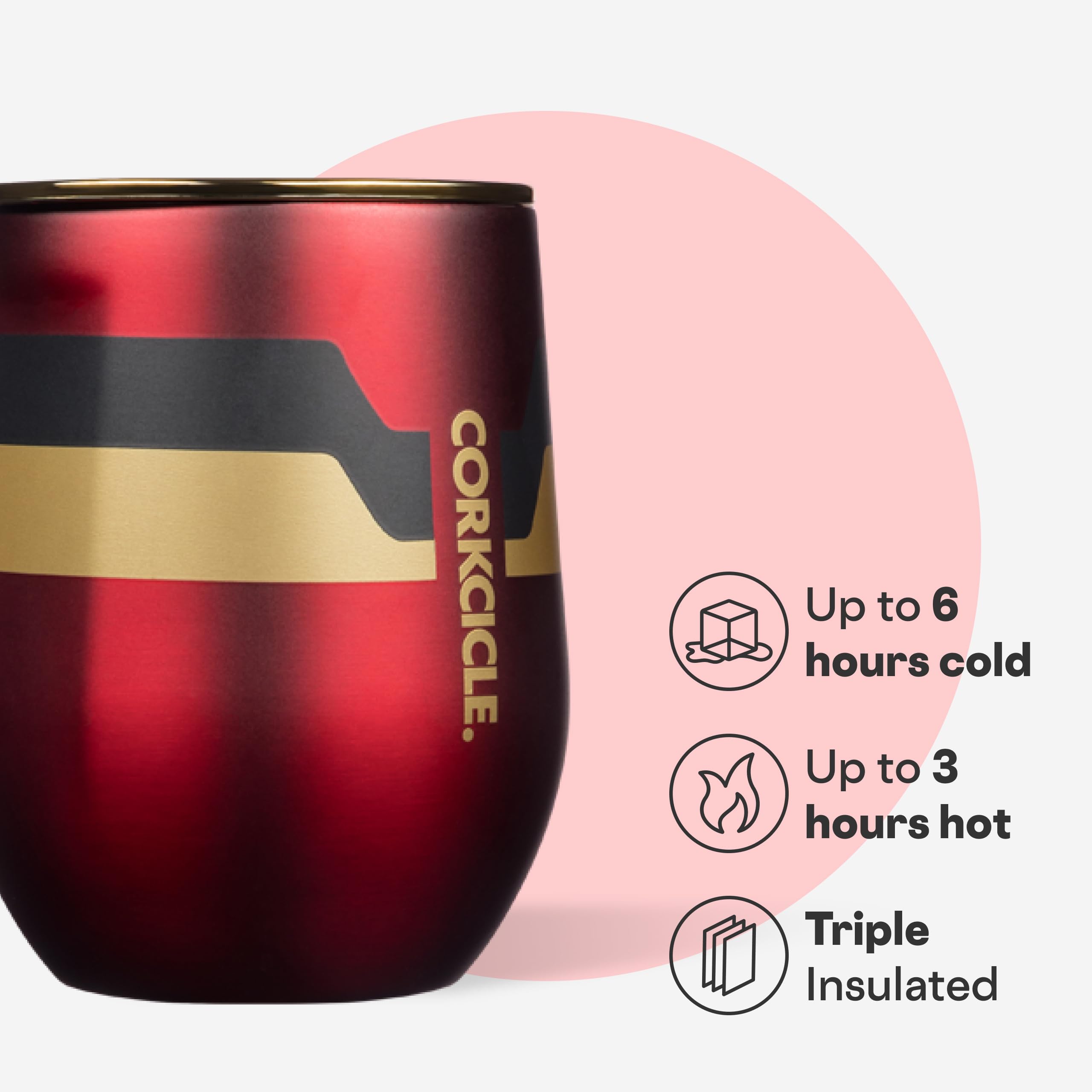 Corkcicle Stemless 12oz stainless steel construction offers durable, reusable drinkware.