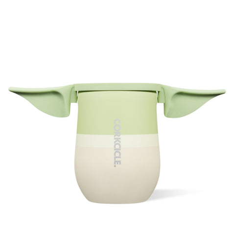 Corkcicle stemless 12oz Yoda tumbler keeps beverages cool on the go.