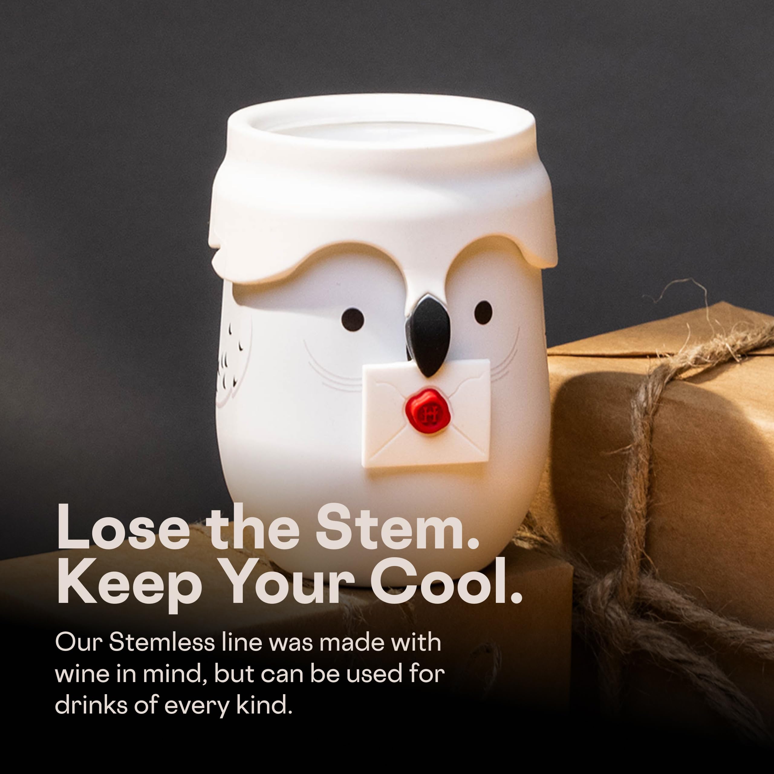 Corkcicle stemless tumbler BPA free stainless steel construction.