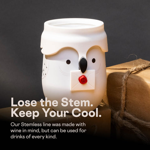 Corkcicle stemless tumbler BPA free stainless steel construction.