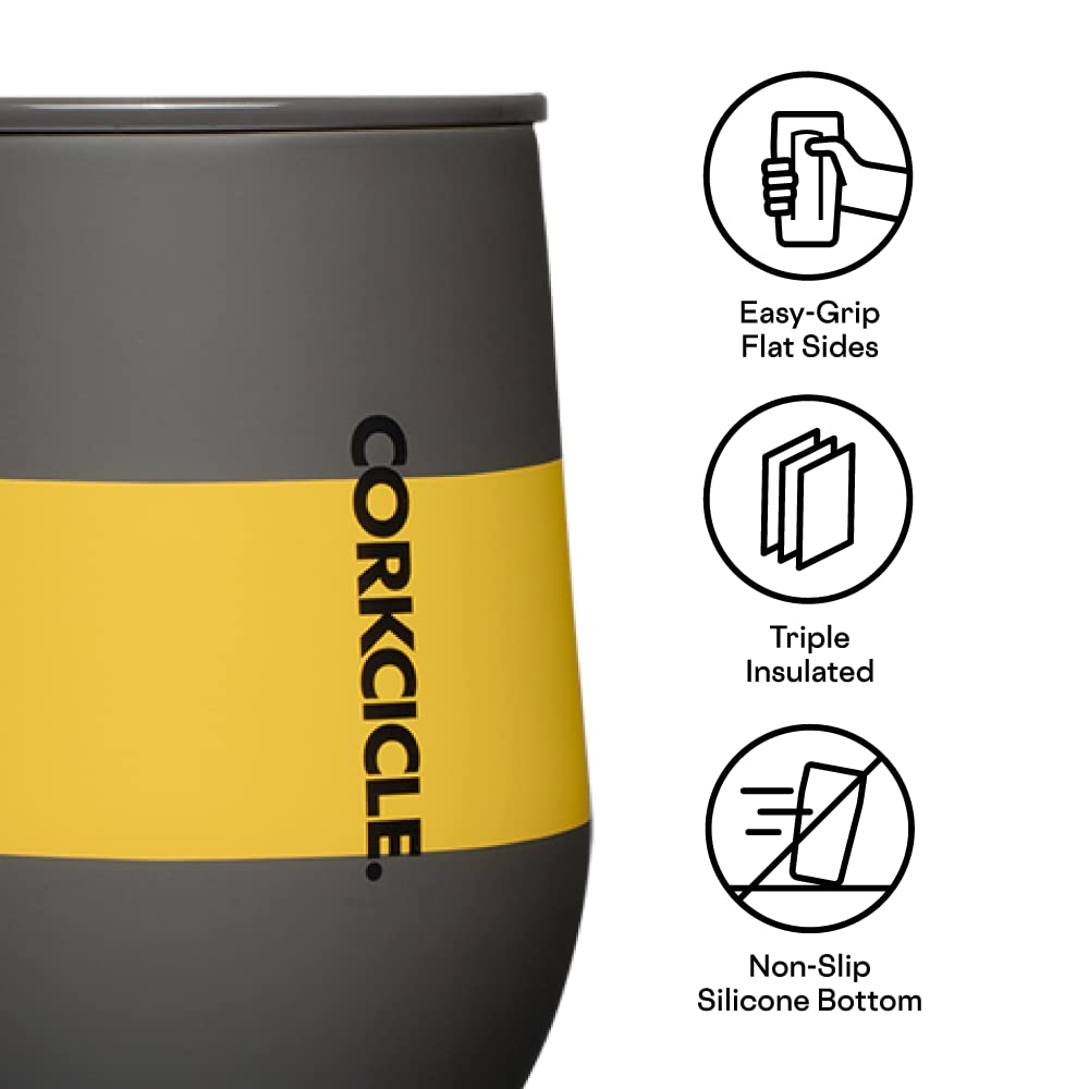 Corkcicle stemless-tumbler easy grip flat-sides for secure handling on the go.