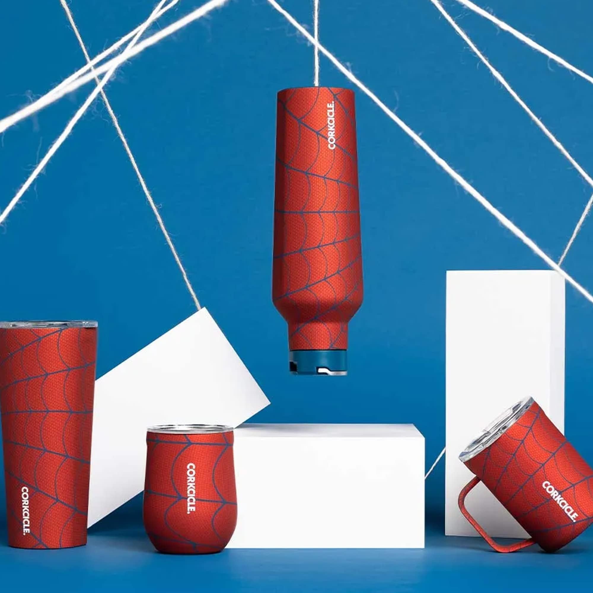 Corkcicle Stemless Spider-Man beverage-filled view showcases 12 oz capacity for everyday sipping