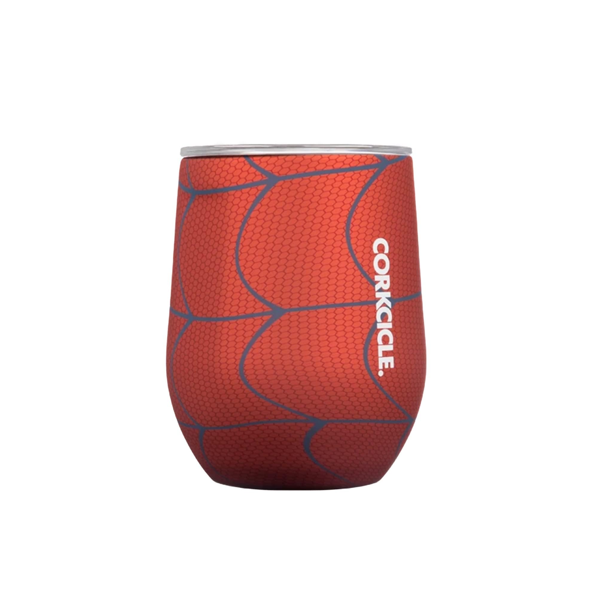 Corkcicle Stemless Spider-Man top-down view emphasizes BPA-free stainless steel design