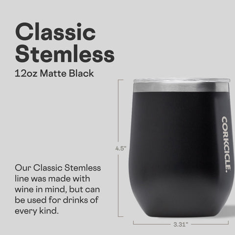 Corkcicle Stemless Wine Tumbler 12 oz with slide lid to prevent spills during travel.
