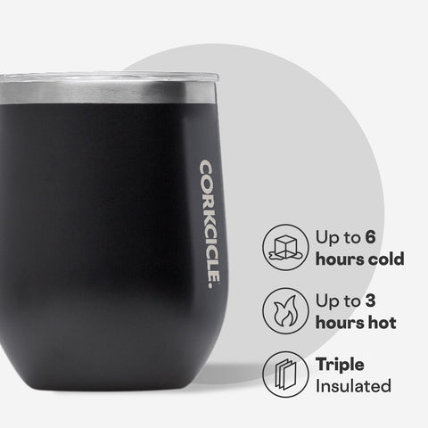 Corkcicle Stemless Wine Tumbler 12 oz showing triple-insulated design for lasting cold.