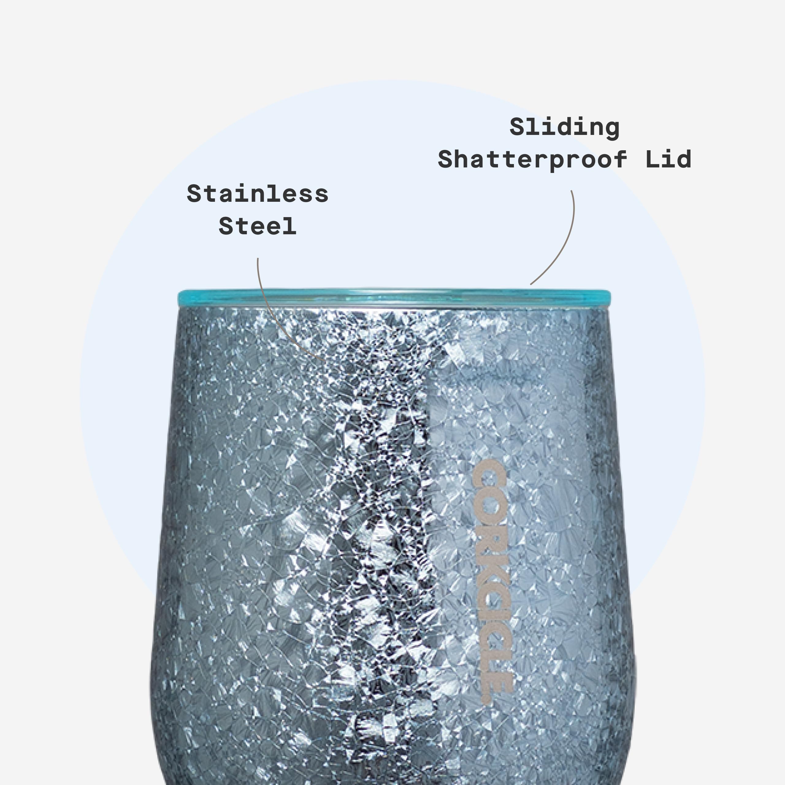 Corkcicle BPA-free reusable tumbler supports sustainable sipping.