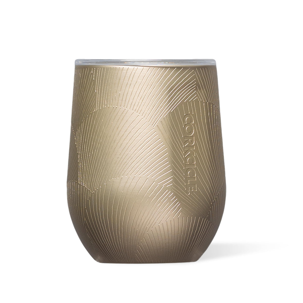 Corkcicle stemless wine tumbler in champagne-dreams finish with 12 oz capacity for daily use.
