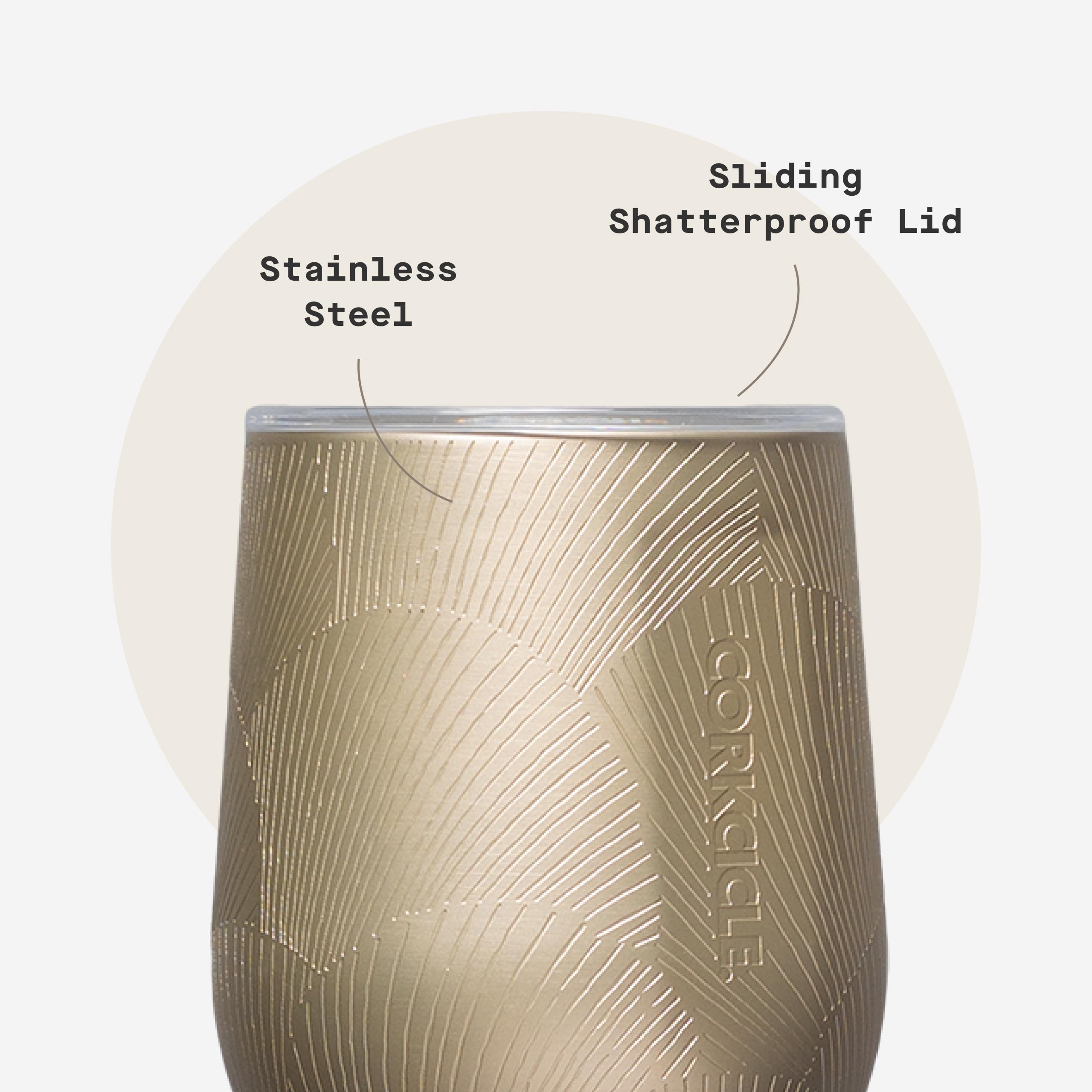 Flat, easy-grip sides offer comfortable handling on the go with Corkcicle tumbler.