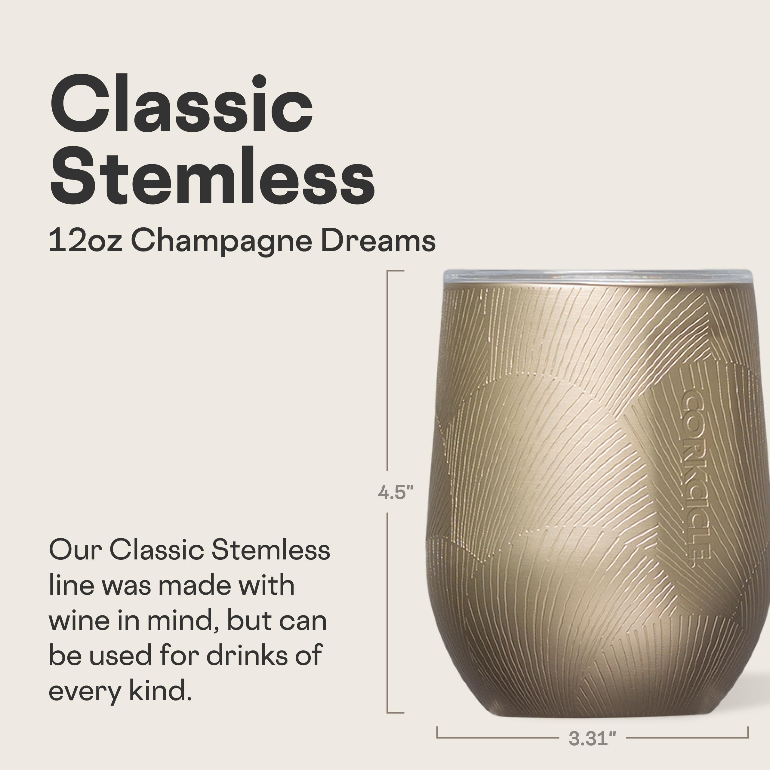 Sliding lid on Corkcicle stemless tumbler keeps beverages secure during travel.