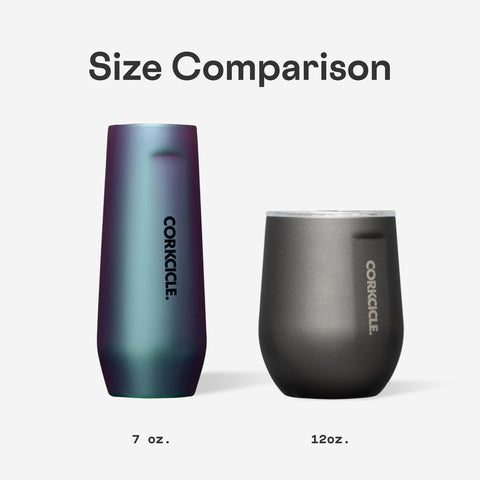 Corkcicle stemless travel-friendly design fits in hand and bag.