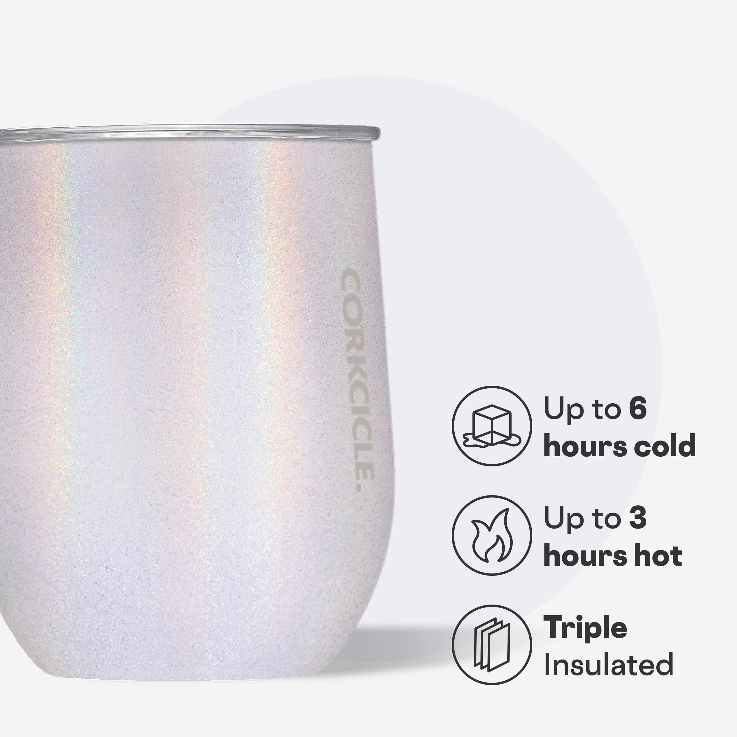 Corkcicle Unicorn Magic tumbler slide lid prevents spills while commuting