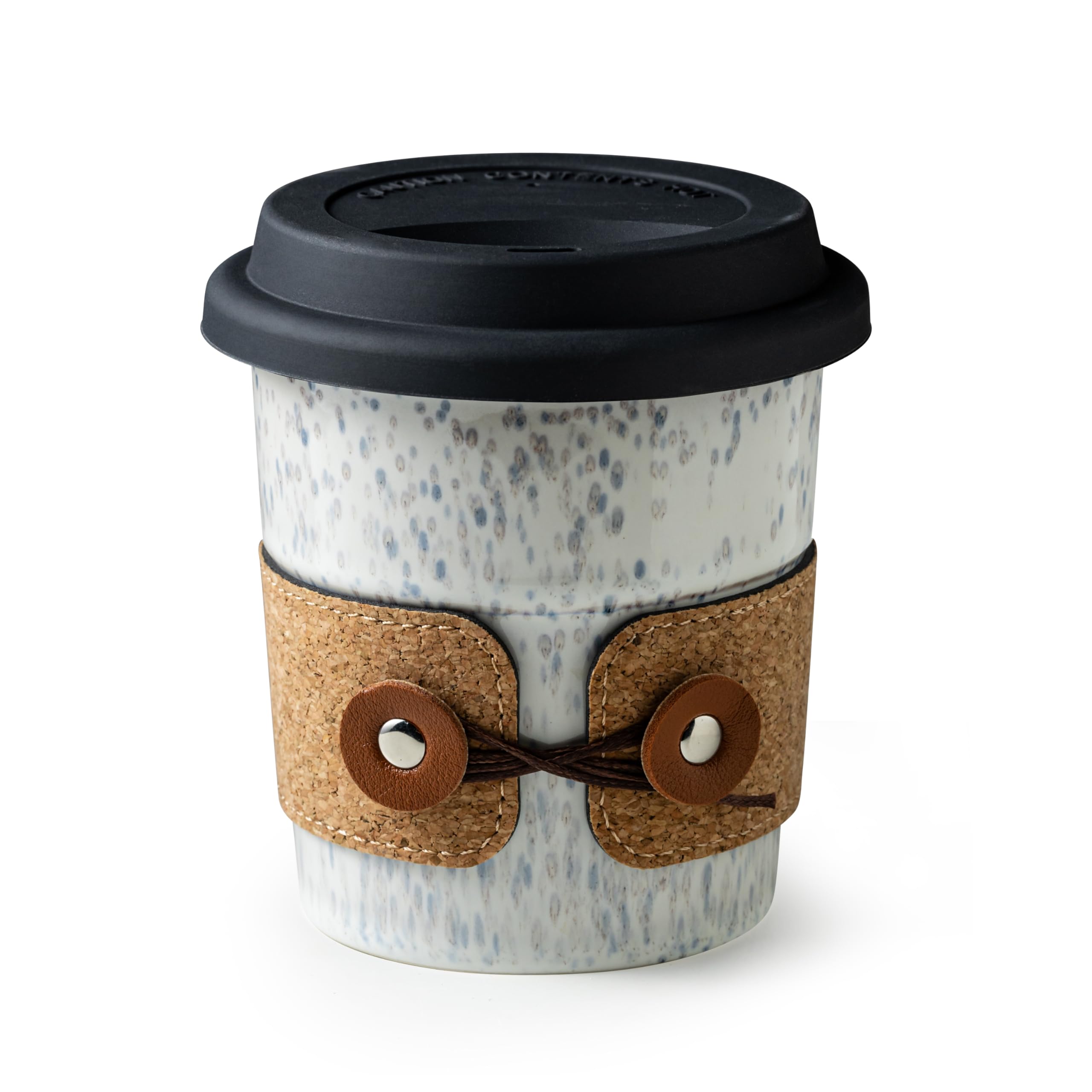 Cormomu ceramic coffee tumbler with lid for spill-free travel