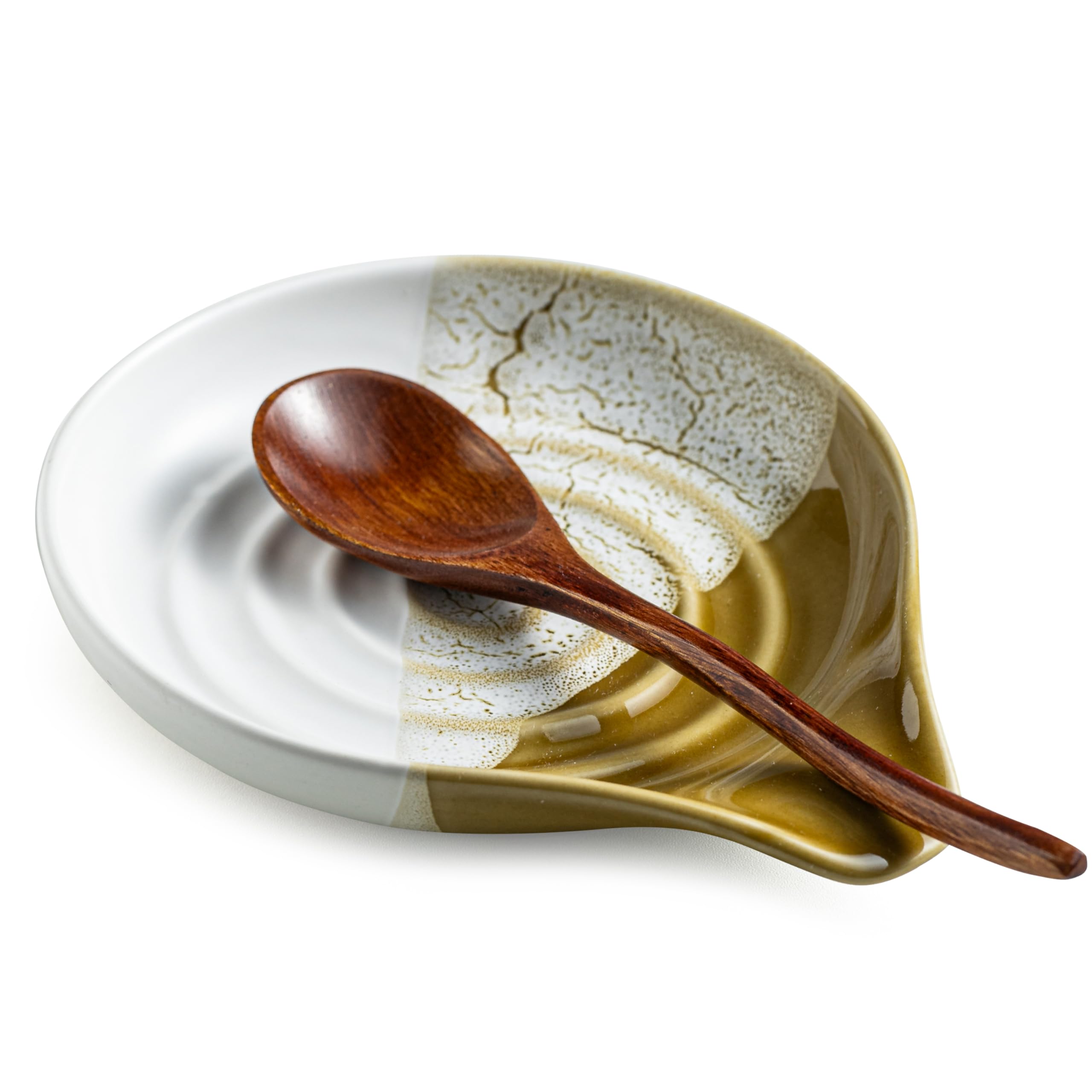 Cormomu ceramic spoon rest on stovetop keeps utensils organized and counters clean.