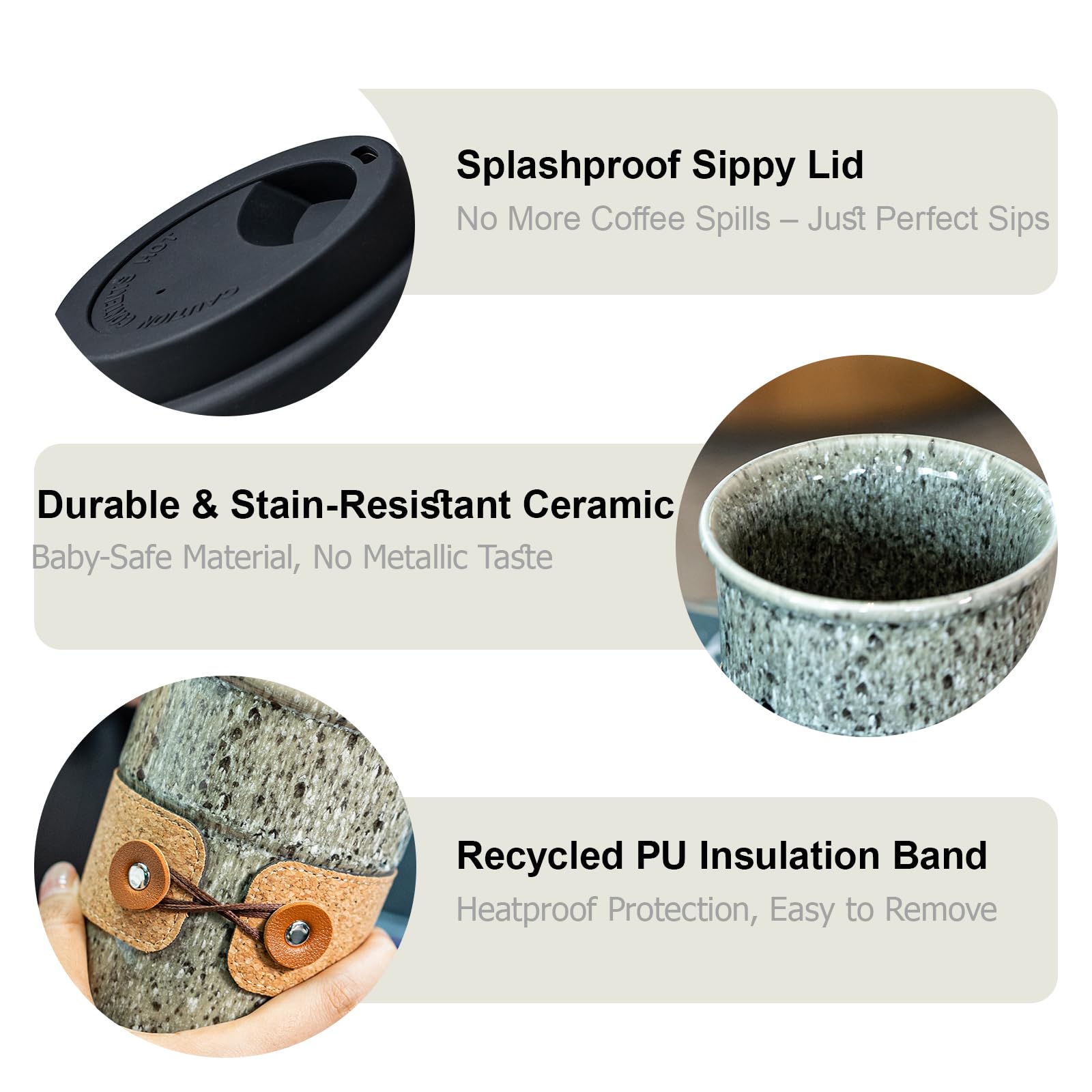 Cormomu mug featuring lether band grip for secure handling