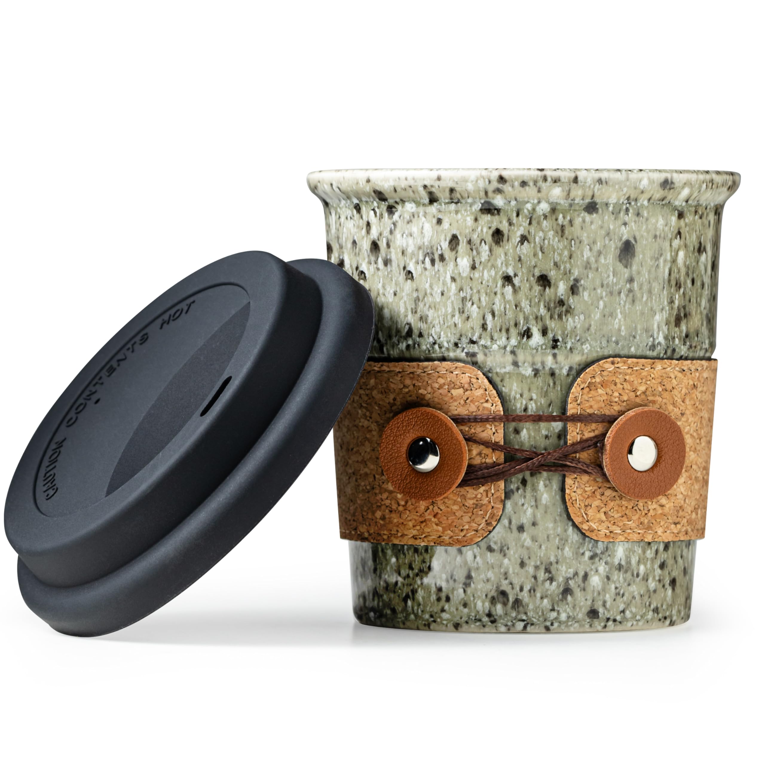 Cormomu coffee travel mug with porcelain body close-up showing durable glaze for daily use