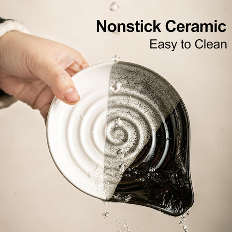 Cormomu heat-resistant spoon rest on counter prevents clutter.