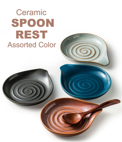 Cormomu spoon rest with nonstick ceramic surface for easy wipe-down.