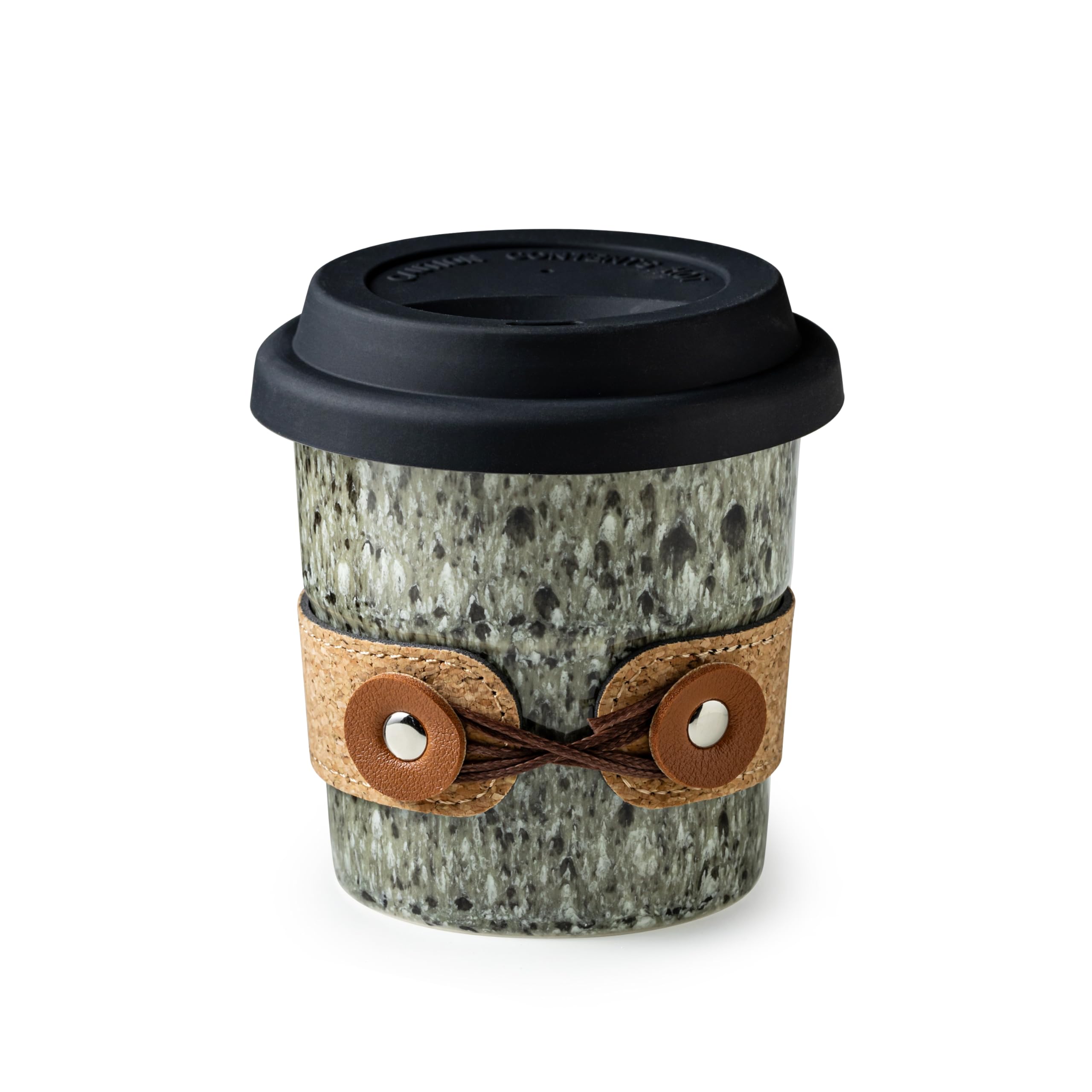Cormomu travel coffee mug with glossy ceramic finish resisting stains