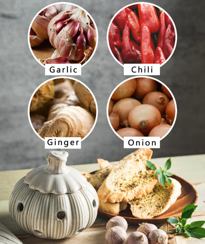 Cormomu vented garlic holder with 12 vents promotes airflow