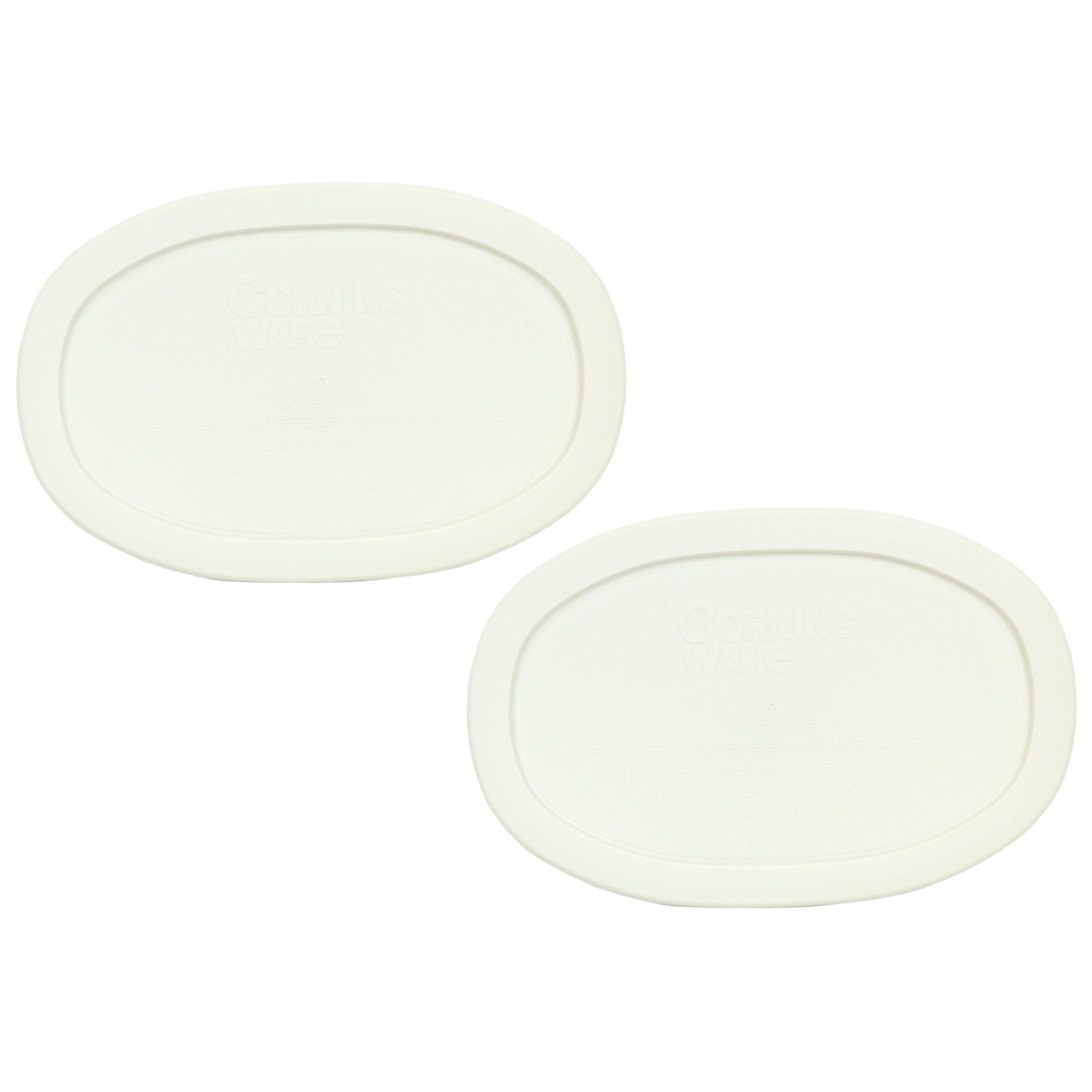 CorningWare F-15-PC oval plastic lid for 15-ounce dish in a two-pack, BPA-free and easy reuse.