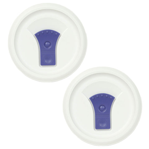 CorningWare FM-22-VPC vented lid for 20oz soup mug, promotes even heating in the microwave.