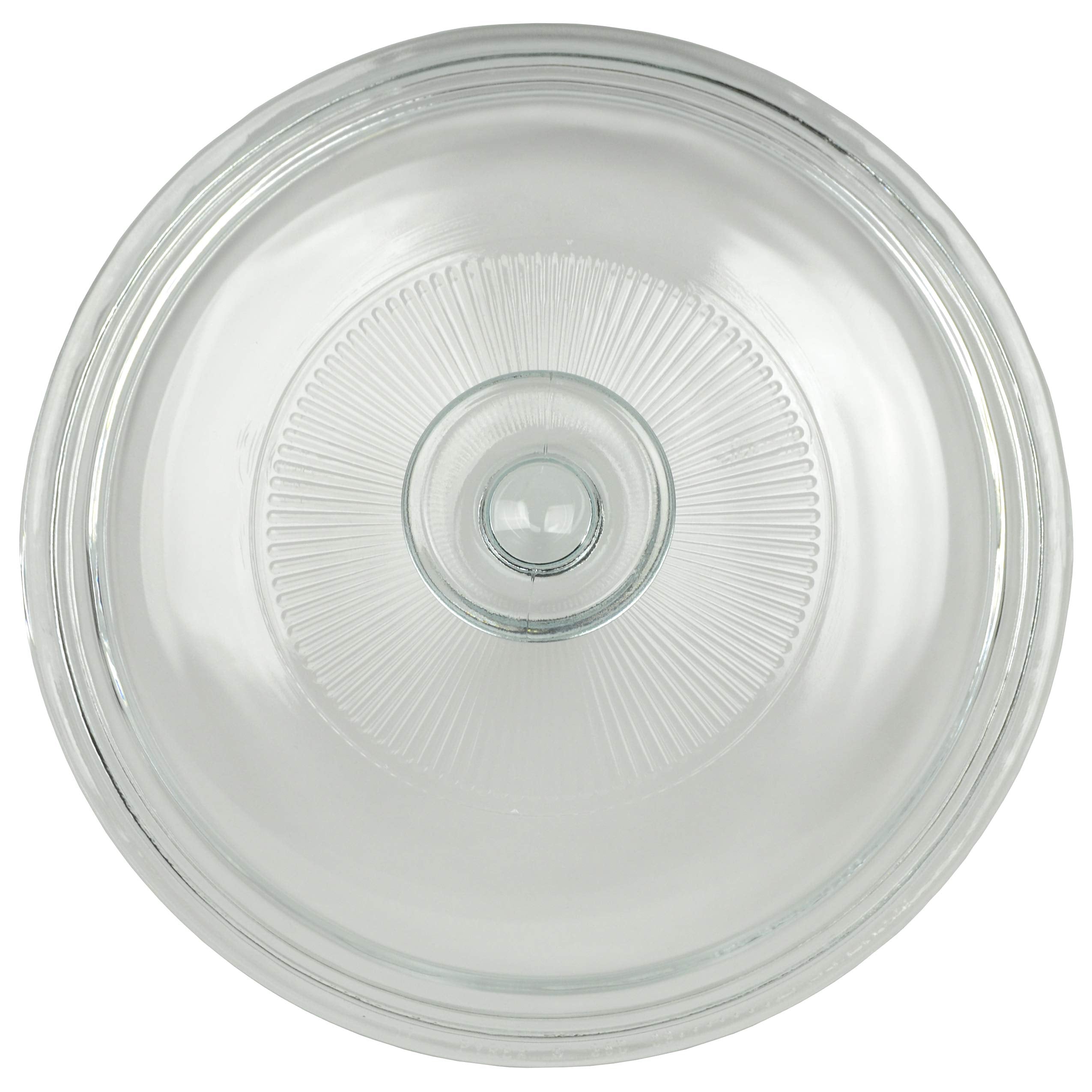 Corningware G-5C 1.5-Quart Fluted Glass Lid on a compatible dish for oven use and easy cleaning.