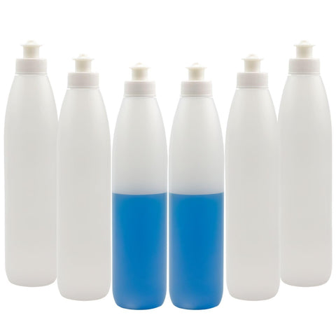 Cornucopia six-pack bottles with dish soap for organized cleaning tasks